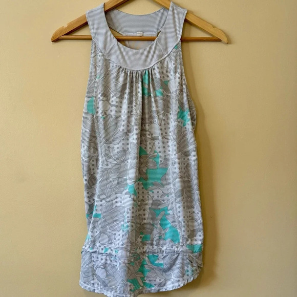 Lululemon| $15| Vintage Racerback Lagoon Checkmate Drawstring Tunic Tank Sz 6 - Picture 1 of 8